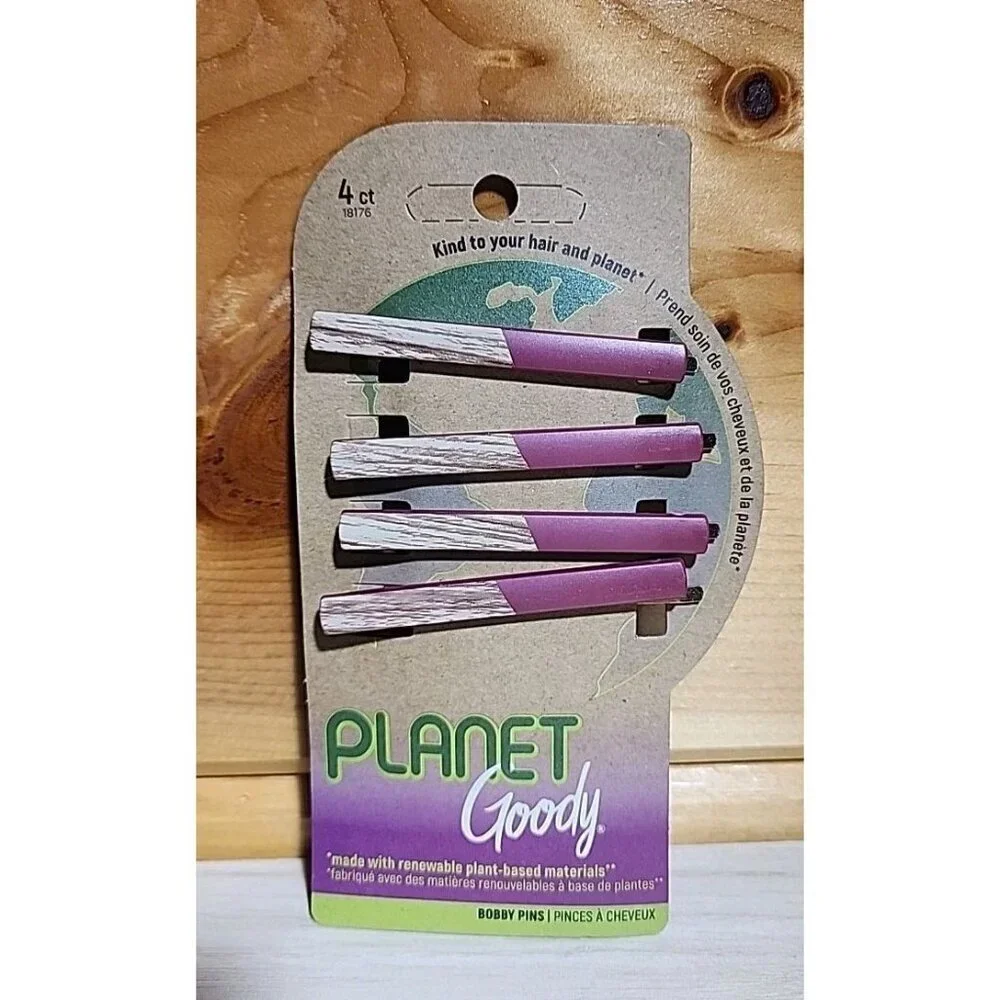 4 Pack Planet Goody Hair Bobby Pins 2.75” Renewable Plant Based Slide Proof Grip